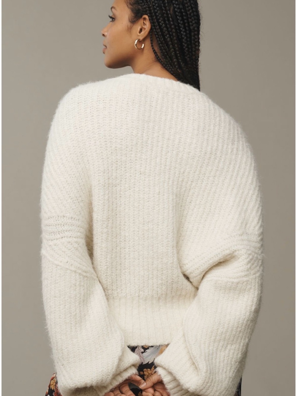 Pilcro Cream Chunky Knit Crewneck Sweater - Picture 3 of 9